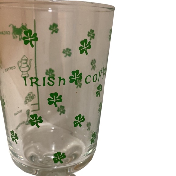 Vintage Irish Coffee Recipe Stem Glass with Shamrocks & Measuring Lines - Picture 4 of 4